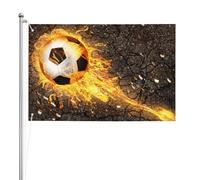 Ballon de football dans les flammes d'un feu brûlant,Drapeau de jardin, bannière décorative, drapeau double face, 2 x 3 pieds, pour extérieur et intérieur