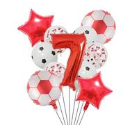 Ballon de Football en aluminium à hélium, 11 pièces, 32 pouces, vert, bleu, rouge, noir, chiffres, décoration fête d'anniversaire Pour Championnat Monde Fête(Set red-7)