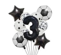 Ballon de Football en aluminium à hélium, 11 pièces, 32 pouces, vert, bleu, rouge, noir, chiffres, décoration fête d'anniversaire Pour Championnat Monde Fête(Set black-3)
