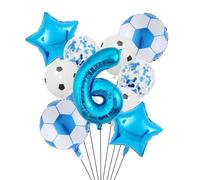 Ballon de Football en aluminium à hélium, 11 pièces, 32 pouces, vert, bleu, rouge, noir, chiffres, décoration fête d'anniversaire Pour Championnat Monde Fête(Set blue-6)