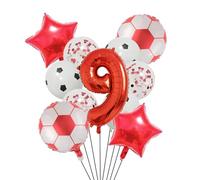Ballon de Football en aluminium à hélium, 11 pièces, 32 pouces, vert, bleu, rouge, noir, chiffres, décoration fête d'anniversaire Pour Championnat Monde Fête(Set red-9)