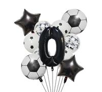 Ballon de Football en aluminium à hélium, 11 pièces, 32 pouces, vert, bleu, rouge, noir, chiffres, décoration fête d'anniversaire Pour Championnat Monde Fête(Set black-0)