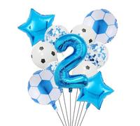 Ballon de Football en aluminium à hélium, 11 pièces, 32 pouces, vert, bleu, rouge, noir, chiffres, décoration fête d'anniversaire Pour Championnat Monde Fête(Set blue-2)