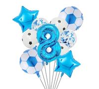 Ballon de Football en aluminium à hélium, 11 pièces, 32 pouces, vert, bleu, rouge, noir, chiffres, décoration fête d'anniversaire Pour Championnat Monde Fête(Set blue-8)