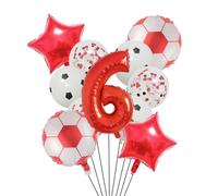 Ballon de Football en aluminium à hélium, 11 pièces, 32 pouces, vert, bleu, rouge, noir, chiffres, décoration fête d'anniversaire Pour Championnat Monde Fête(Set red -6)