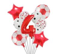 Ballon de Football en aluminium à hélium, 11 pièces, 32 pouces, vert, bleu, rouge, noir, chiffres, décoration fête d'anniversaire Pour Championnat Monde Fête(Set red-4)