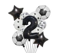 Ballon de Football en aluminium à hélium, 11 pièces, 32 pouces, vert, bleu, rouge, noir, chiffres, décoration fête d'anniversaire Pour Championnat Monde Fête(Set black-2)