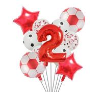 Ballon de Football en aluminium à hélium, 11 pièces, 32 pouces, vert, bleu, rouge, noir, chiffres, décoration fête d'anniversaire Pour Championnat Monde Fête(Set red-2)