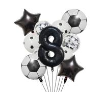 Ballon de Football en aluminium à hélium, 11 pièces, 32 pouces, vert, bleu, rouge, noir, chiffres, décoration fête d'anniversaire Pour Championnat Monde Fête(Set black-8)