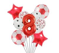 Ballon de Football en aluminium à hélium, 11 pièces, 32 pouces, vert, bleu, rouge, noir, chiffres, décoration fête d'anniversaire Pour Championnat Monde Fête(Set red-8)