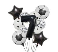 Ballon de Football en aluminium à hélium, 11 pièces, 32 pouces, vert, bleu, rouge, noir, chiffres, décoration fête d'anniversaire Pour Championnat Monde Fête(Set black-7)