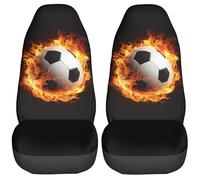 Ballon De Football en Feu Housses De Siège Lot De 2 Housse De Sieges Voitures Souple Universelle Housses De Siège De Voiture pour Accessoire Interieur Camionnette Monospaces