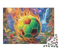 Ballon de Football en feu Puzzle 1000 Piece pour Adultes, Puzzle Difficile Jeu D'adresse pour Toute La Famille 52x38cm/1000pcs