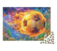 Ballon de Football en feu Puzzle 1000 Piece pour Adultes, Puzzle Difficile Jeu D'adresse pour Toute La Famille 70x50cm/1000pcs