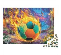Ballon de Football en feu Puzzle 1000 Piece pour Adultes, Puzzle Difficile Jeu D'adresse pour Toute La Famille 70x50cm/1000pcs