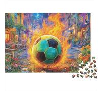 Ballon de Football en feu Puzzle 1000 Piece pour Adultes, Puzzle Difficile Jeu D'adresse pour Toute La Famille 70x50cm/1000pcs