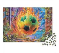 Ballon de Football en feu Puzzle 1000 Piece pour Adultes, Puzzle Difficile Jeu D'adresse pour Toute La Famille 38x26cm/1000pcs