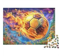 Ballon de Football en feu Puzzle 1000 Piece pour Adultes, Puzzle Difficile Jeu D'adresse pour Toute La Famille 70x50cm/1000pcs