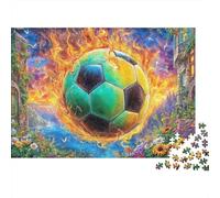 Ballon de Football en feu Puzzle 1000 Piece, Puzzle Jeu Éducatif Défi Jouet Jeu D'adresse pour Toute La Famille 38x26cm/1000pcs