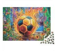 Ballon de Football en feu Puzzle 1000 Piece, Puzzle Jeu Éducatif Défi Jouet Jeu D'adresse pour Toute La Famille 38x26cm/1000pcs