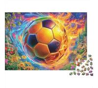 Ballon de Football en feu Puzzle 1000 Piece, Puzzle Jeu Éducatif Défi Jouet Jeu D'adresse pour Toute La Famille 52x38cm/1000pcs
