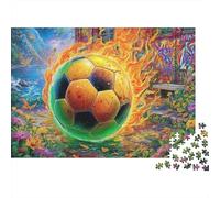 Ballon de Football en feu Puzzle 1000 Piece, Puzzle Jeu Éducatif Défi Jouet Jeu D'adresse pour Toute La Famille 38x26cm/1000pcs