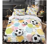 Ballon de football Feu Eau Housse de Couette 3D Effet Ultra Douce Microfibre résistante Sports dynamiques Parure de Lit Fermeture Éclair Confortable Hypoallergique for Hommes King（220x240cm）