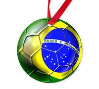 Ballon De Football Hitonlon Brésil Décorations Noël Décoration Céramique Souvenirs Suspension pour Maison Fête Vacances 7.3Cm