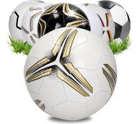 Ballon de football 'Match' - ballon pour enfants & adultes - taille 5 parfait pour marquer des buts - ballon de sport pour l'intérieur & l'extérieur - blanc/or