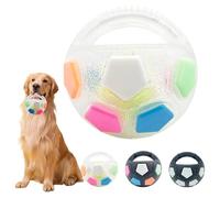 Ballon de Football pour Chien Jouet à Tirer avec poignée, Jouet en Caoutchouc en Forme de Ballon de Football pour Animaux de Compagnie, adapté aux Jeux interactifs dans l'eau, à l'entraînement White