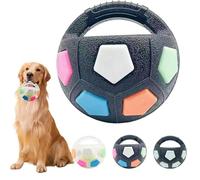 Ballon de Football pour Chien Jouet à Tirer avec poignée, Jouet en Caoutchouc en Forme de Ballon de Football pour Animaux de Compagnie, adapté aux Jeux interactifs dans l'eau, à l'entraînemen Black-a
