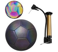 Ballon de Football Réfléchissant Taille 5 Haute Visibilité Surface Réfléchissante Colorée pour Matchs et Entraînements Nocturnes, Kit Complet avec Pompe pour Enfants Adultes Sports Plein Air Amusants