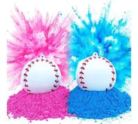 Ballon de football révélateur de genre fille ou garçon, kit complet pour baby shower avec 2 paquets de poudres de couleurs et 2 paquets de confettis rose et bleu (Béisbol)