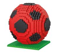 Ballon de Football Rouge et Noir à Monter avec Mini Blocs. Ballon 3D | Kit de collection à monter et exposer sur bureau, étagère ou au travail. Cadeau créatif pour fans de football et sport