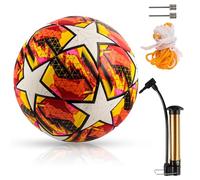 Ballon de football standard de la Ligue des champions - Taille 5 - Pour enfants et adultes - Avec 1 pompe à ballon, 1 sac en filet, 2 aiguilles - Ballon de football régulier n° 5 pour jeu et