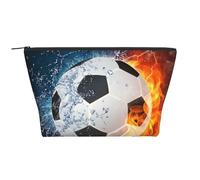 Ballon De Football sur Le Feu Et l'eau, Trousse de Toilette Trousse de Maquillage Sac à cosmétiques Trousse de Toilette de Voyage Portable