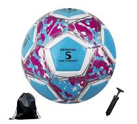 Ballon de Football Taille 5,Foot-Ball Match Entraînement Adolescents Ballon de Football avec Pompe à Air Sac en Filet et Aiguille pour 11 Réguliers D'équipe (Bleu Rose, Taille 5)