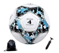Ballon de Football Taille 5,Foot-Ball Match Entraînement Adolescents Ballon de Football avec Pompe à Air Sac en Filet et Aiguille pour 11 Réguliers D'équipe (Noir et Bleu, Taille 4)