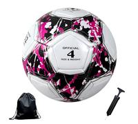 Ballon de Football Taille 5,Foot-Ball Match Entraînement Adolescents Ballon de Football avec Pompe à Air Sac en Filet et Aiguille pour 11 Réguliers D'équipe (Noir et Rouge, Taille 4)