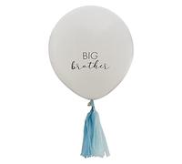 Ballon de genre Big Brother/Grand frère en blanc et bleu - Compatible avec l'hélium - Décoration de chambre pour fête prénatale - Accessoires et accessoires - Diamètre : 45 cm