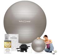 Ballon de gymnastique avec pompe à air - Ballon Pilates anti-éclatement pour la maternité, ballon ergonomique pour le bureau, ballon d'assise pour le yoga, la gymnastique et le fitness (Beige, 55 cm)