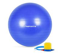 Ballon de gymnastique premium - Anti-explosion - AvecPompe de 55 cm - Ball d'assise et de fitness de 105 cm - AvecPoster d'exercices approuvés par les médecins à faire avec la balle., bleu roi, 95 cm