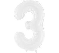 Ballon de luxe en feuille d'aluminium blanc numéro 3 - Parfait pour les anniversaires et les occasions ! Surprenez vos invités avec un accent décoratif frappant avec une hauteur de 86 cm !