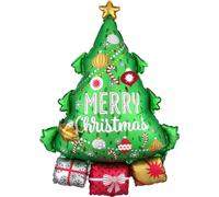 Ballon de Noël - Sapin Merry Christmas, env. 55 x 78 cm - Grand XL Père Noël Arbre de Noël Hélium Ballon de baudruche Ballon de baudruche Fête de Noël Décoration Kopper-24