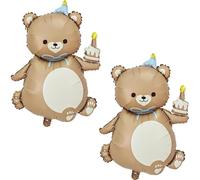 Ballon de Ours, 2 Pièces Ballons Anniversaire Nounours Enfants, Ballon Geant en Aluminium, Ballons Gonflable Ourson pour Fêtes à Thème, Anniversaire, Accessoires de Photographie