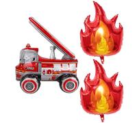 Ballon De Pompier 1 Pièce Et Ballon De Flamme 2 Pièces, Décoration De Fête sur Le Thème du Feu, Ballons pour Enfants, Ballons De Dessin Animé Créatif
