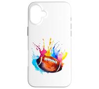 Ballon de rugby américain pour fan de la Ligue d'aquarelle Coque pour iPhone 16 Plus