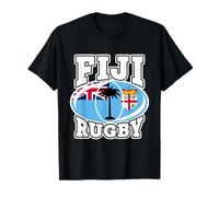 Ballon de Rugby avec Palmier Drapeau Fidji Fijian Pride T-Shirt