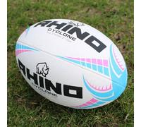 Ballon de Rugby Cyclone Blanc/Bleu Clair/Rose Taille 3