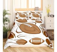 Ballon de Rugby Peint Housse de Couette 160x200 Parures de Lit 1 Personne Imprimé 3D Microfibre Douce Style Sportif Housses Couette avec 2 Taies d'oreiller et Fermeture Éclair j.3675